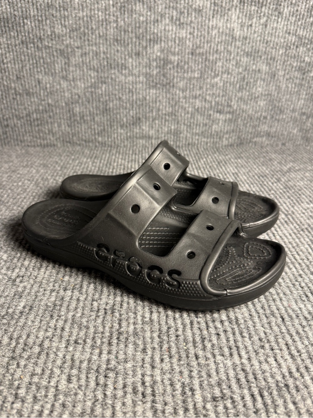 Crocs Baya Black Double Strap Comfort Slides M8/W10 EUC